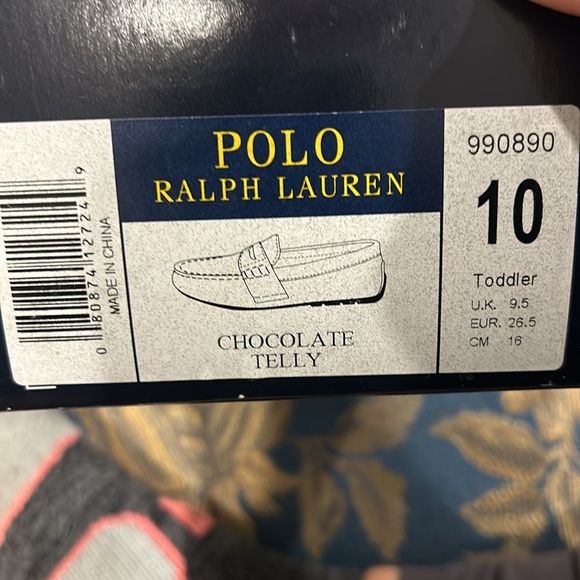 New in the box Polo Ralph Lauren chocolate suede toddler size 10 loafers - Picture 5 of 5
